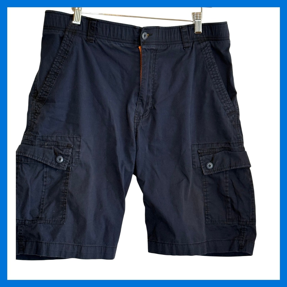 Wear First Mens Navy Blue Ripstop Cargo Shorts Size 36 Stretch Cotton Utility